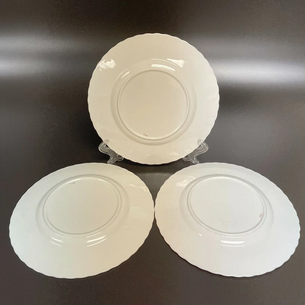 Minton Salad Plates Swirl Edge Pink White 9